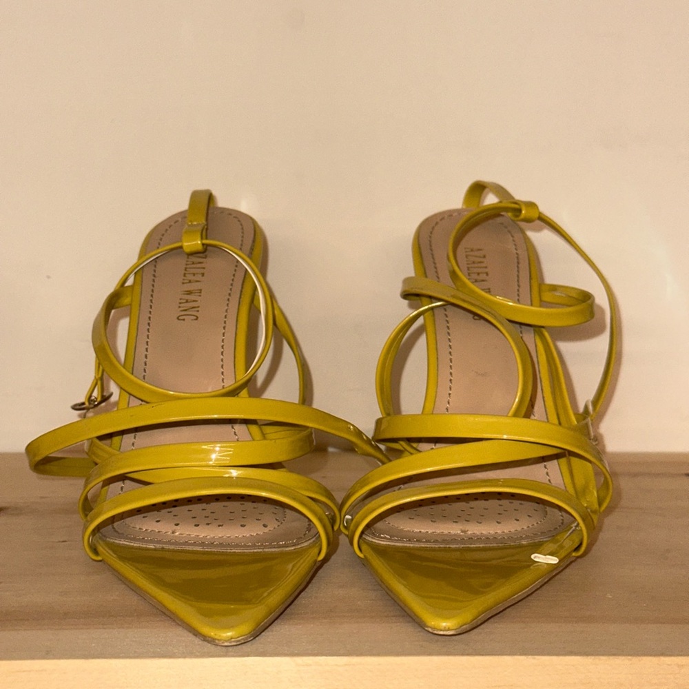Yellow Lace-Up Azalea Wang Pumps